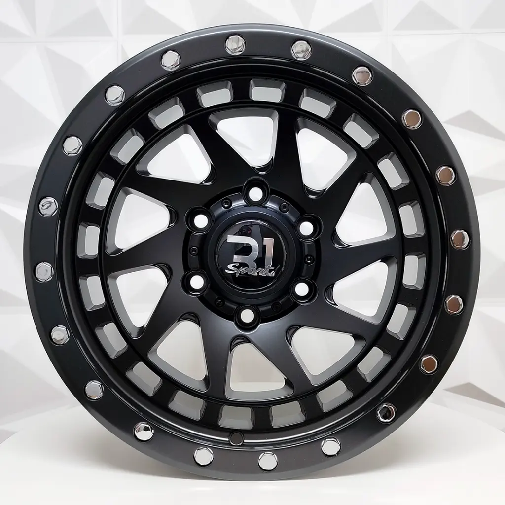 RIN 16X8 6-139.7 R1 SPORT RGW8855 MATT BLACK+CHROME RIVETS ET0 CB110 
