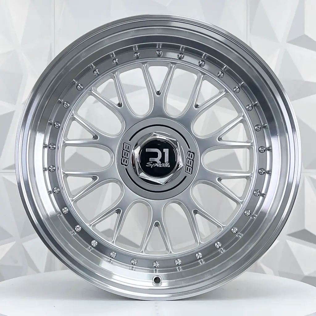 RIN 17X8 5-100/114.3 R1 SPORT QC1871 HYPER SILVER POLISHED LIP+RIVETS* ET15 CB73.1