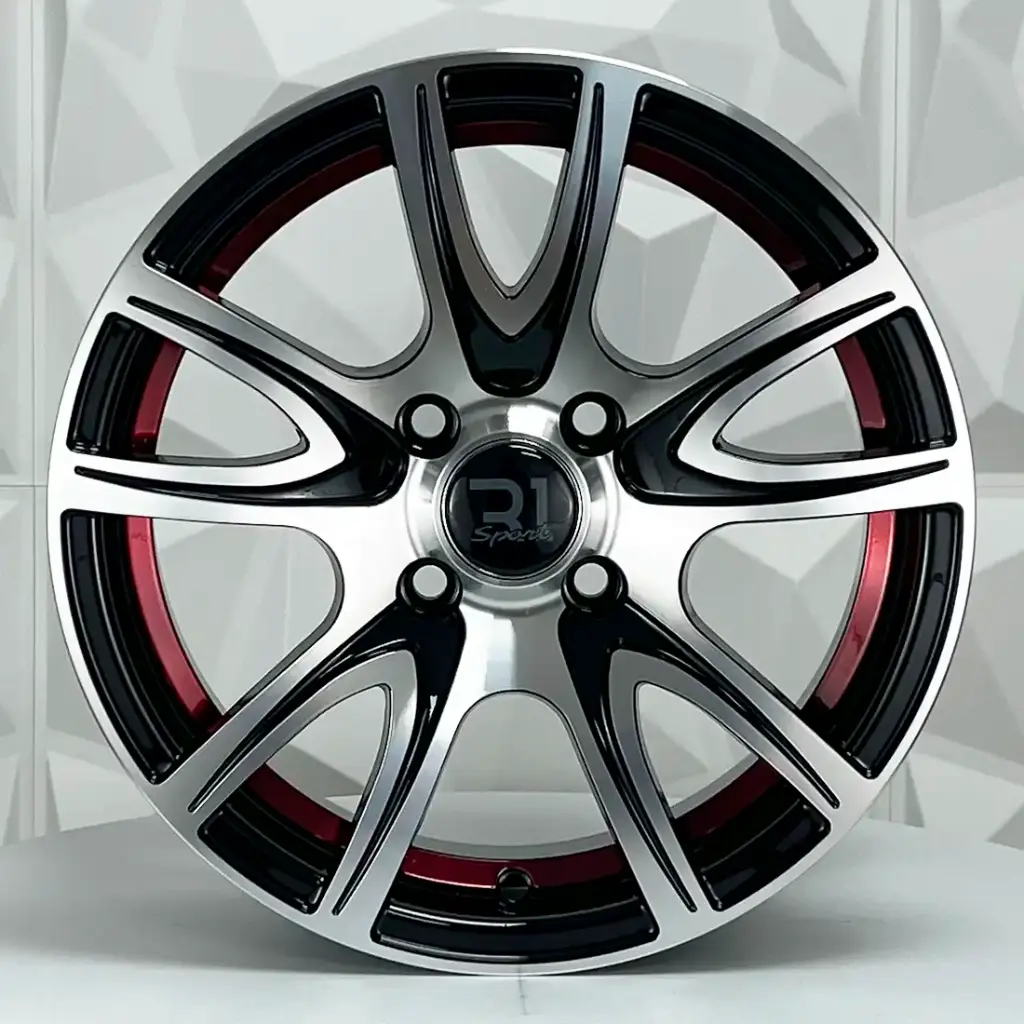 RIN 14X5.5 4-100 R1 SPORT MR447 BLACK MF UNDERCUT RED ET24 CB73.1